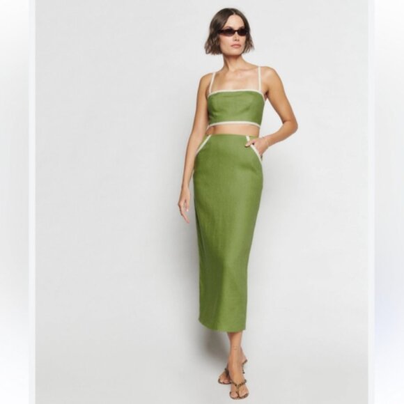 Reformation Elena Two Piece Linen Set (sz 6) - Picture 1 of 12